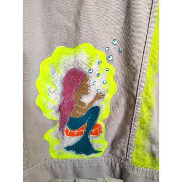 Free People Jean Jacket Womens Lilac Purple Customized Button Front Crop L - Picture 7 of 10